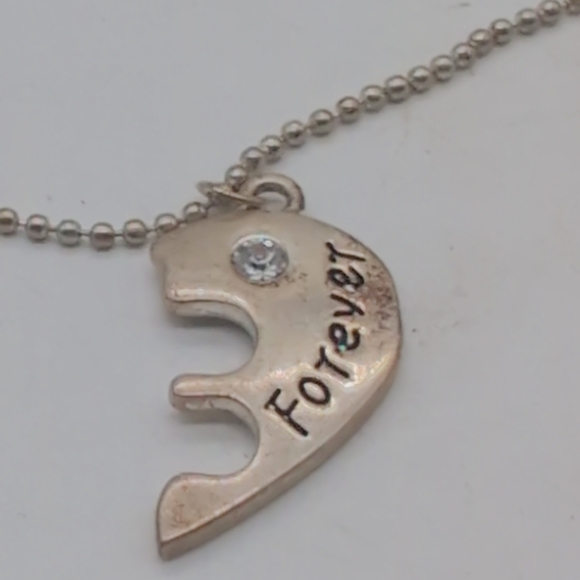 Silver Puzzle Piece'Forever' Pendant Necklace 19 In - Picture 3 of 5